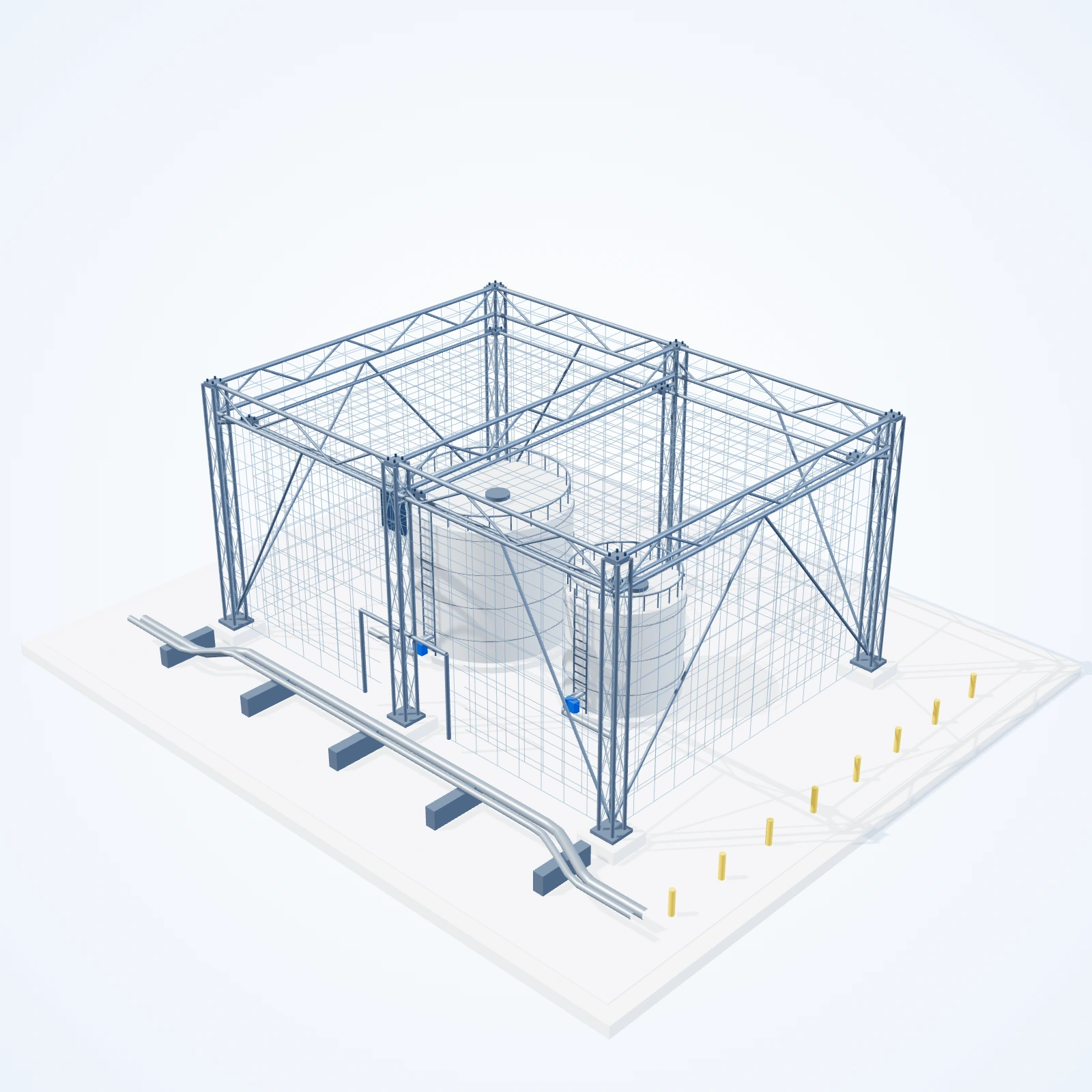 Локальное каркасное укрытие: собственная 3D-схема по опубликованным конструктивным примерам